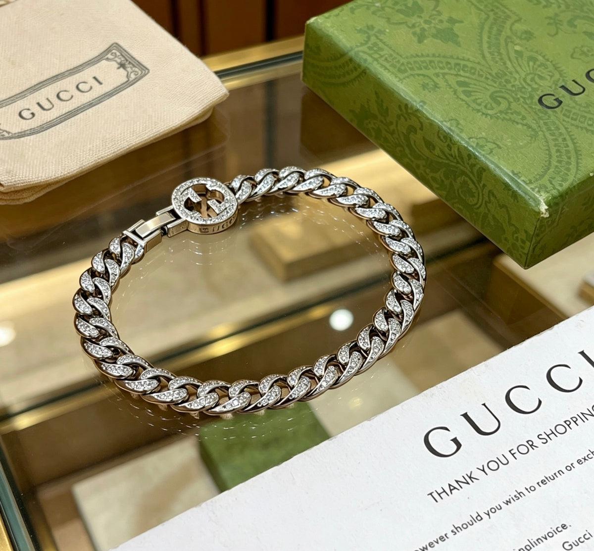 Gucci Crystal Accent Cuban Link Bracelet - album image 8