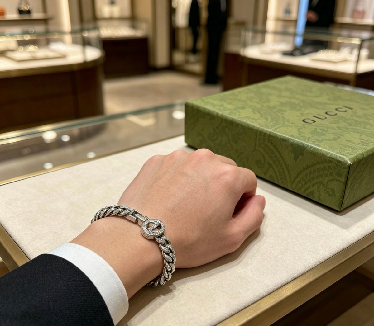 Gucci Crystal Accent Cuban Link Bracelet - album image 7