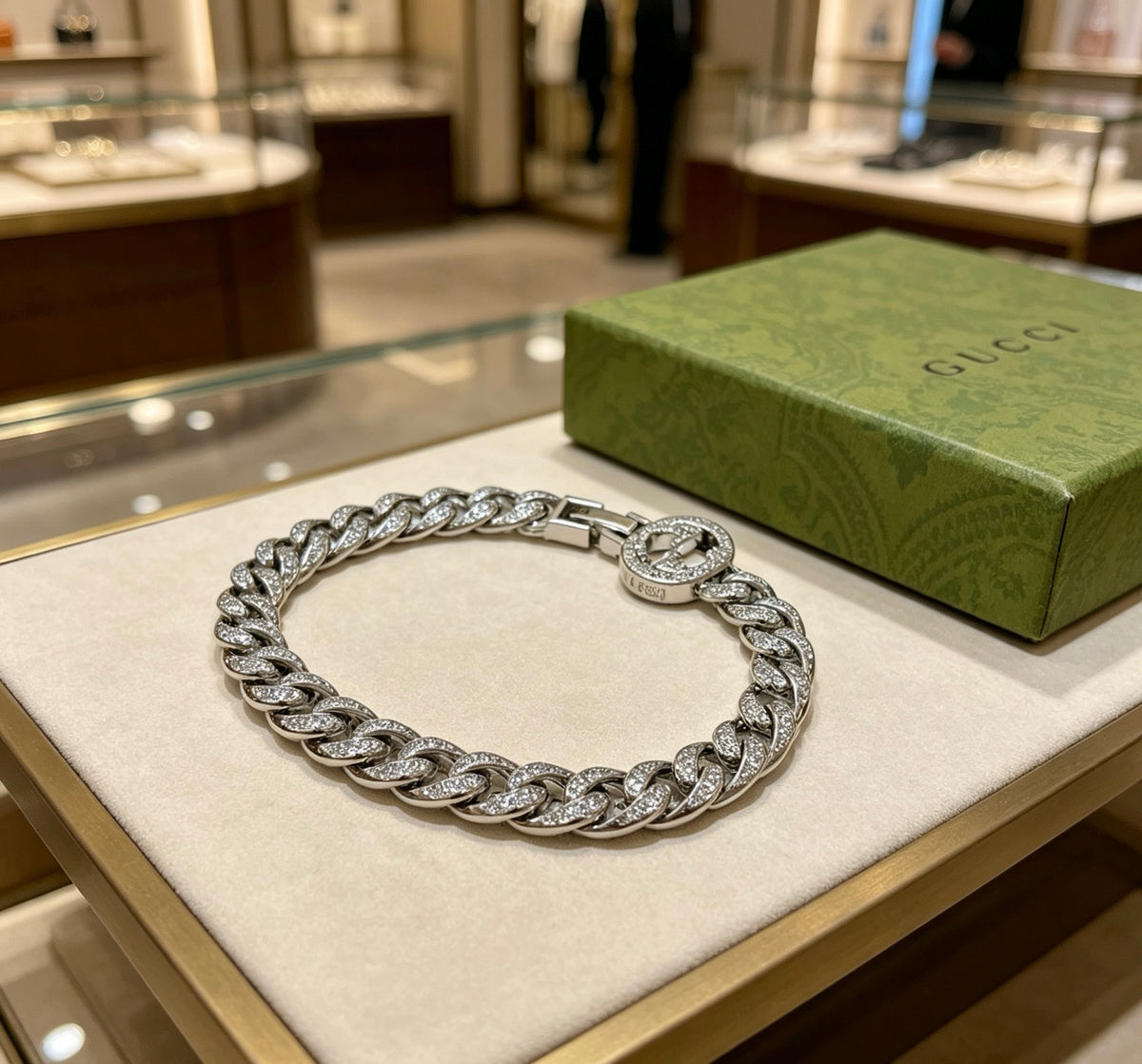 Gucci Crystal Accent Cuban Link Bracelet - album image 2