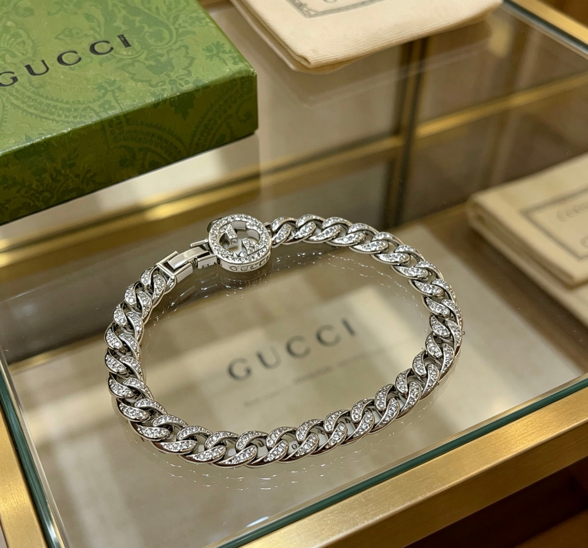 Gucci Crystal Accent Cuban Link Bracelet - album image 5