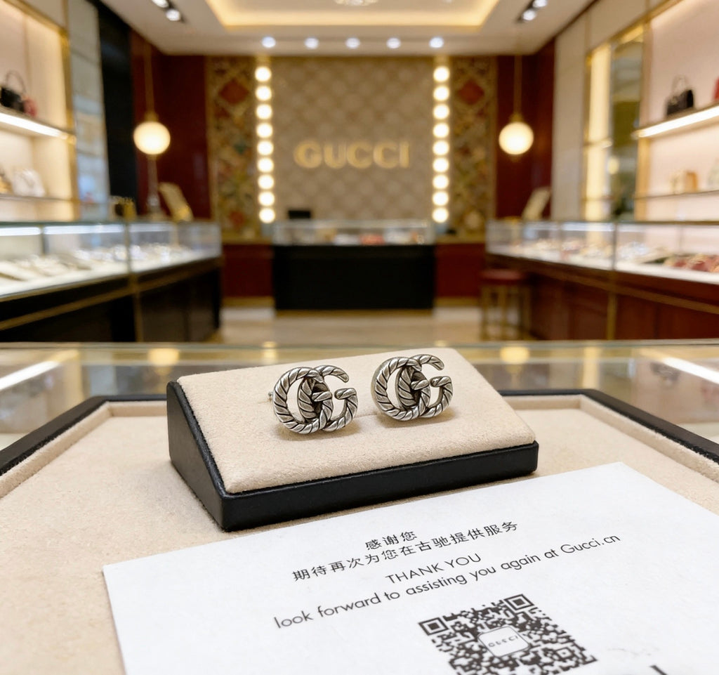 Gucci Anger Forest Interlocking G Antiqued Stud Earrings - album image 8