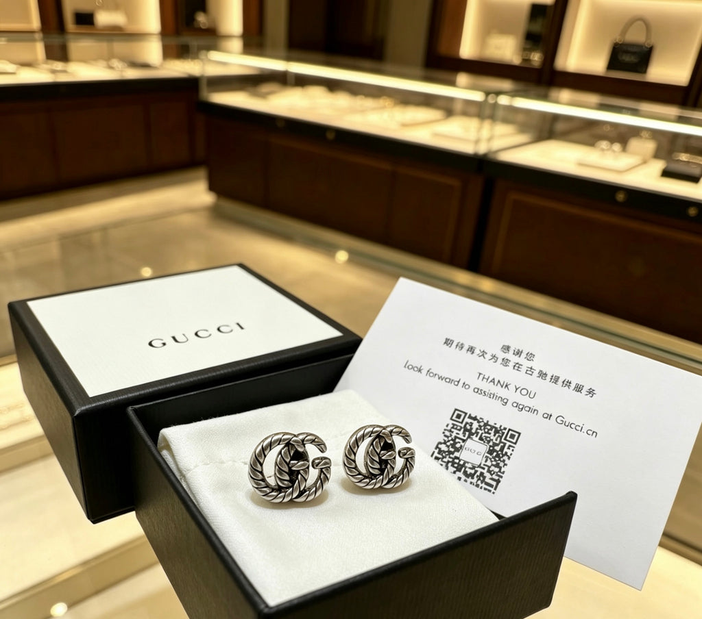 Gucci Anger Forest Interlocking G Antiqued Stud Earrings - album image 2