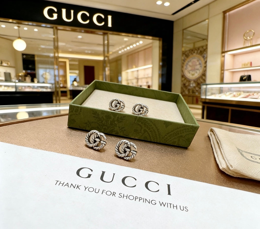 Gucci Anger Forest Interlocking G Antiqued Stud Earrings - album image 5