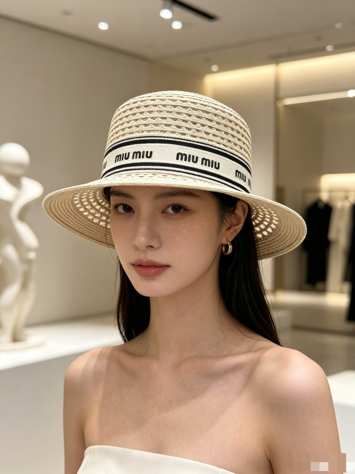 Miu Miu Woven Open Knit Hat - image 3