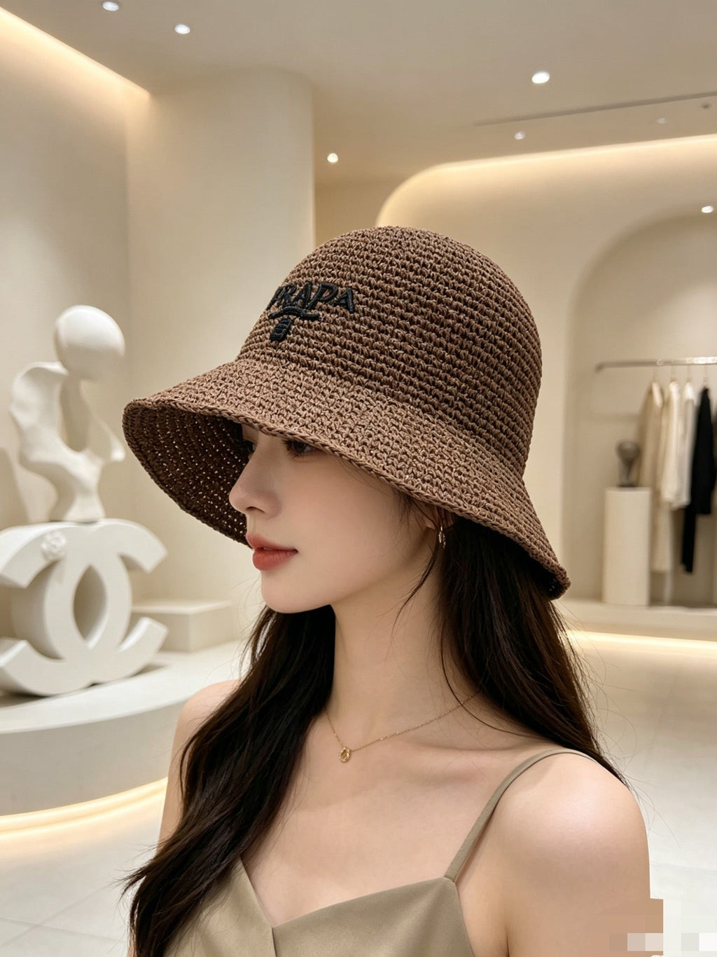 Prada Woven Open Knit Bucket Hat - image 5