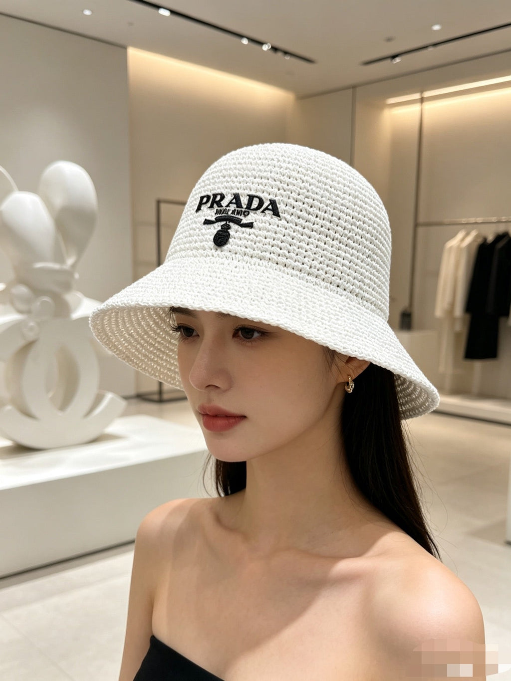 Prada Woven Open Knit Bucket Hat - image 4