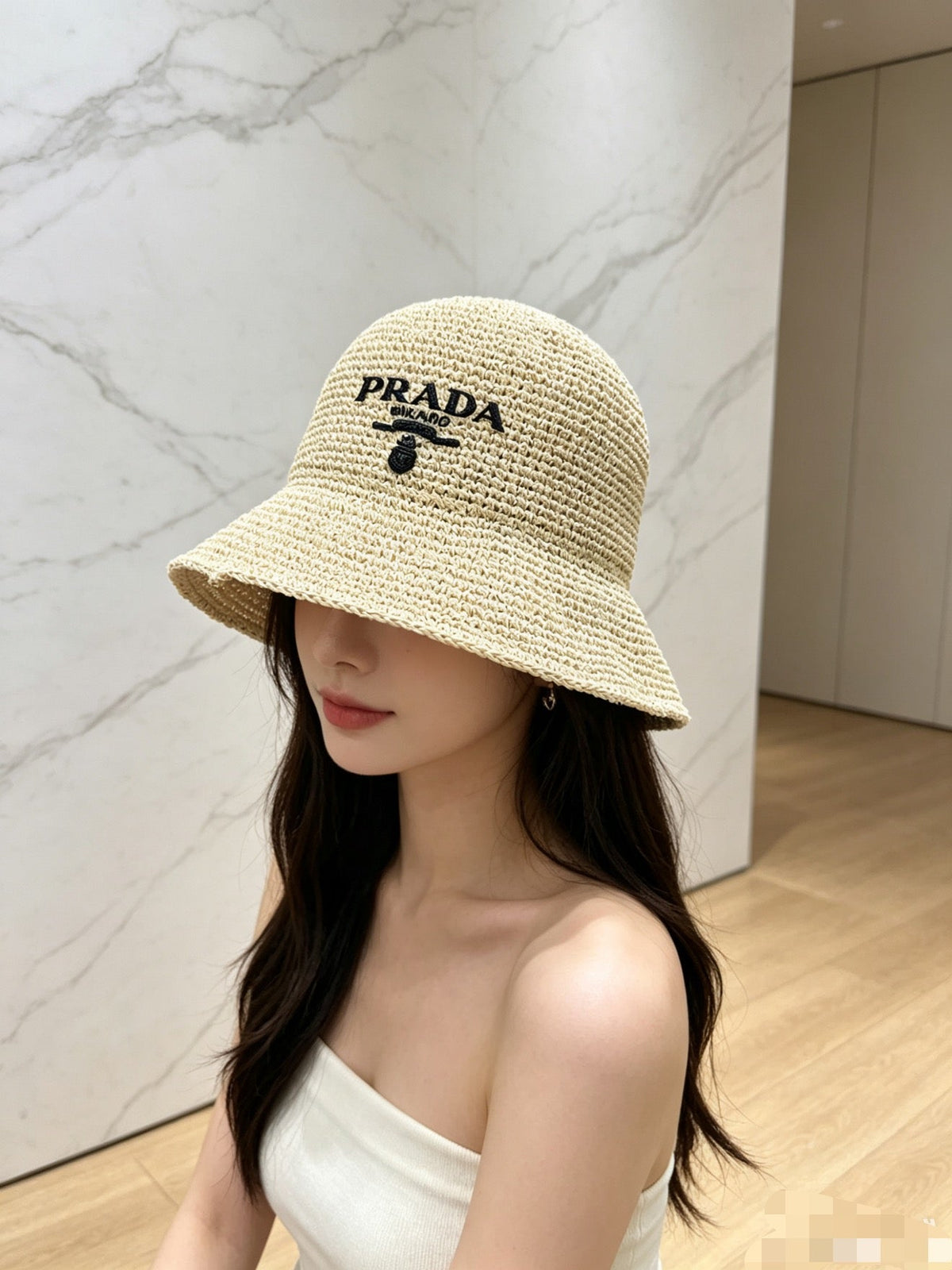 Prada Woven Open Knit Bucket Hat - image 7