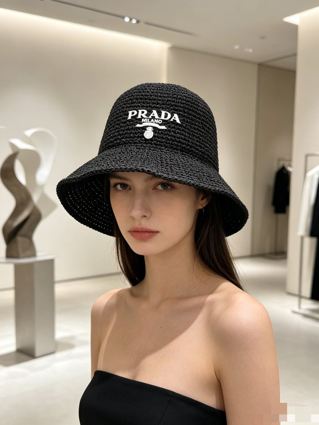 Prada Woven Open Knit Bucket Hat - image 8