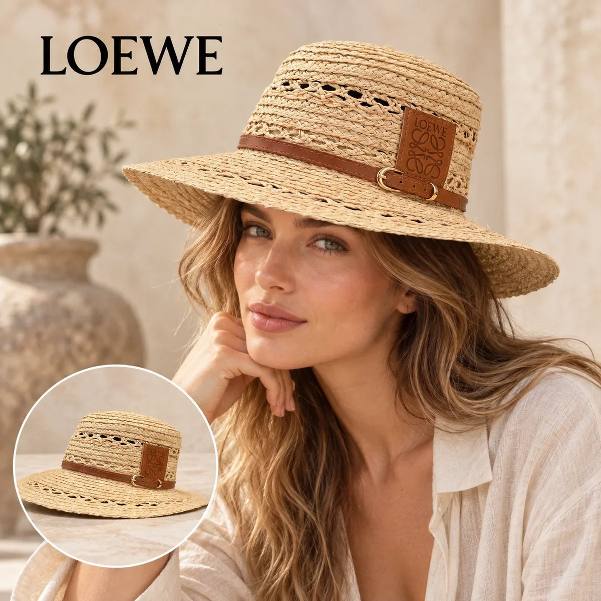 Loewe Open Knit Wide Brim Hat - image 1