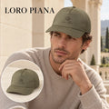Loro Piana Loro Piana Baseball Cap worn by a Western model with product detail inset