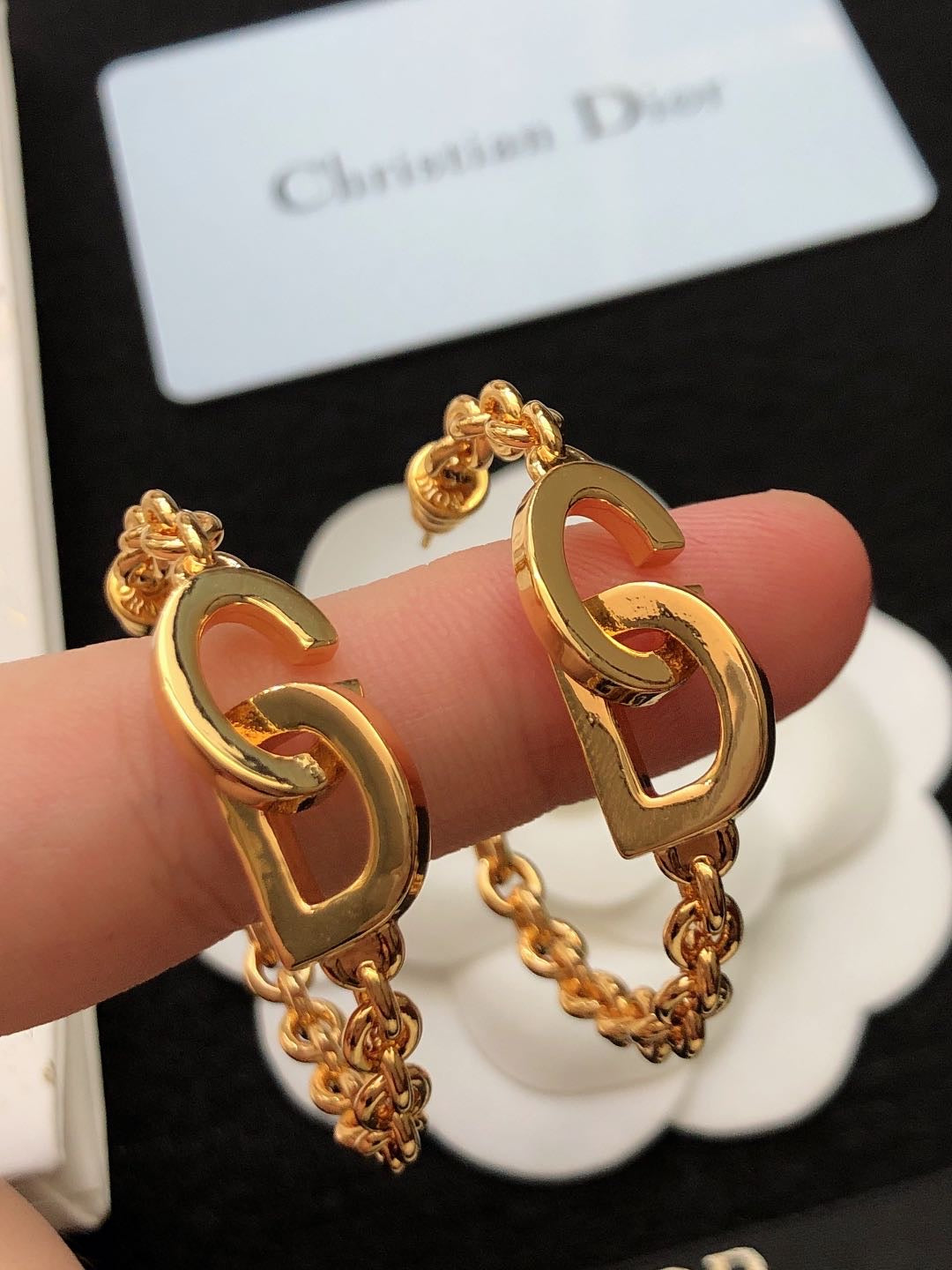 Dior Pearl-Look Beaded Hoop Earrings - product image 5