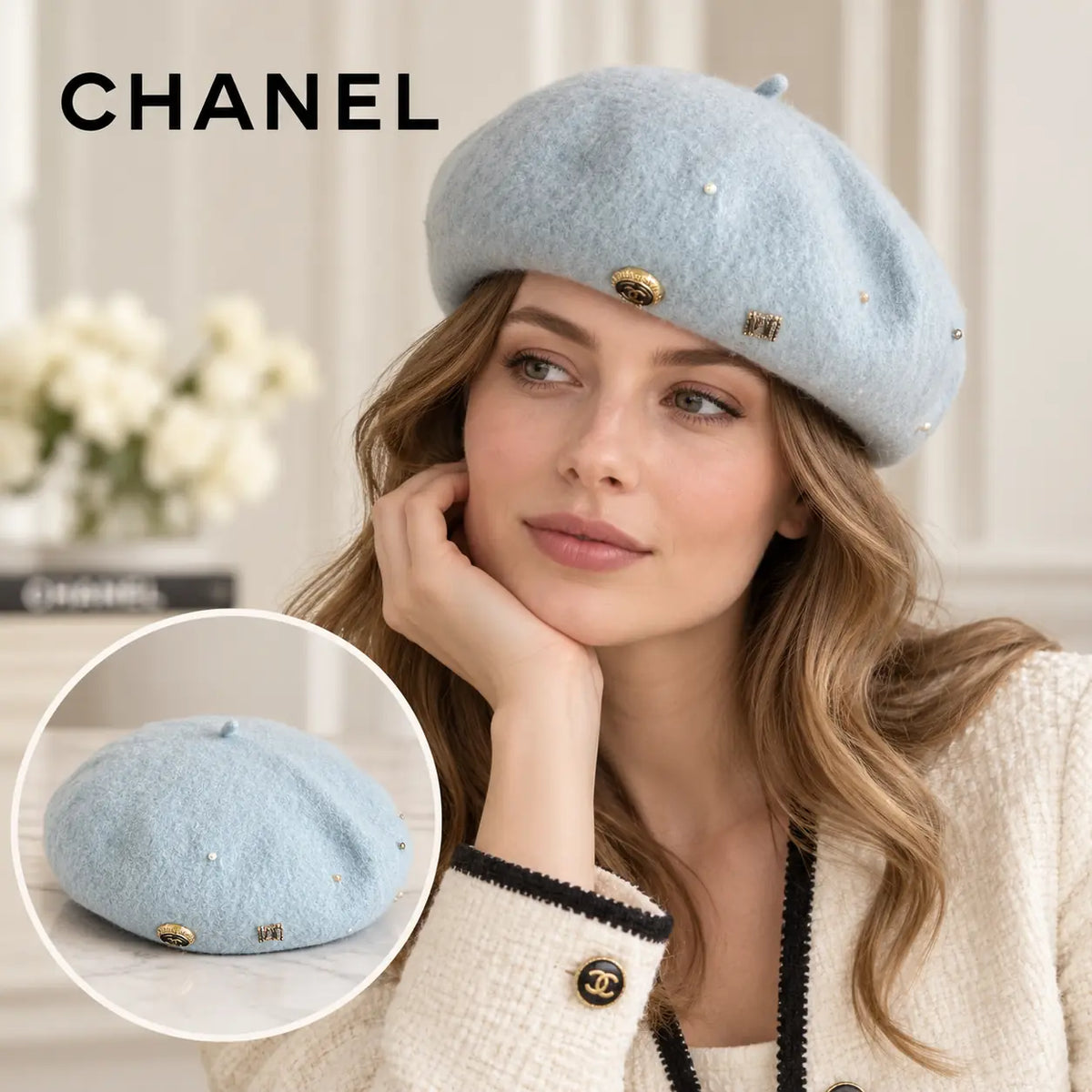 Miu Miu Bucket Hat worn by a model