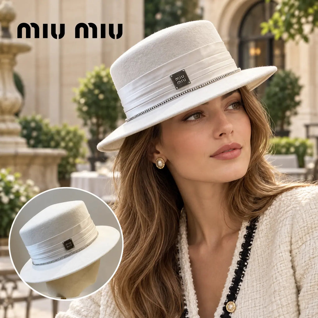Miu Miu Cashmere Hat worn by a model