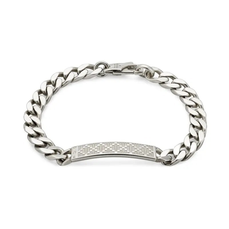 Gucci Silver-Tone Diamante Plaque Chain Bracelet - album image 1