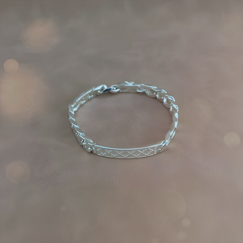 Gucci Silver-Tone Diamante Plaque Chain Bracelet - album image 4