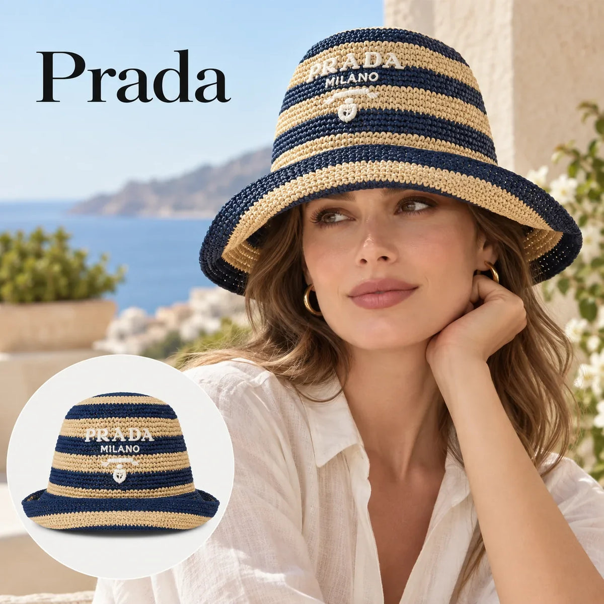Prada Embroidered Bucket Hat - image 1