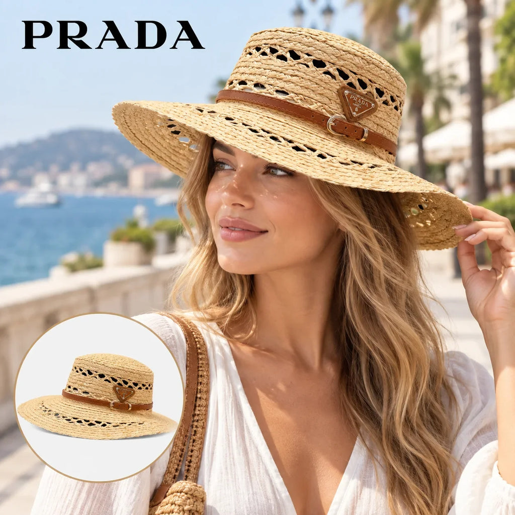 Prada Open Knit Wide Brim Hat - image 1